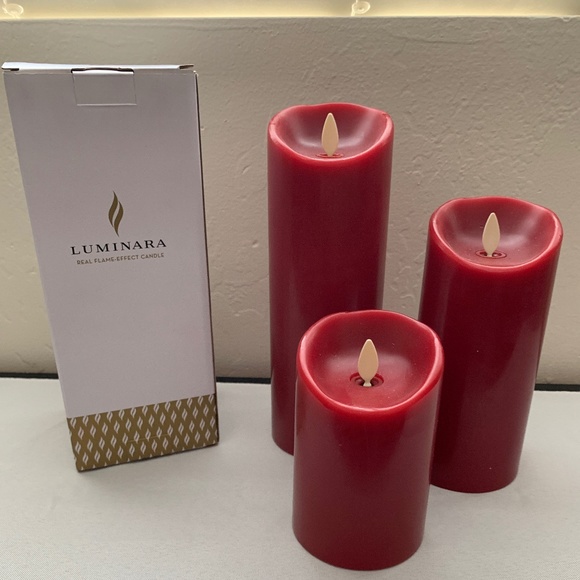 Luminara Real Flame Effect Red Candle 3 pc. Set - Picture 1 of 3